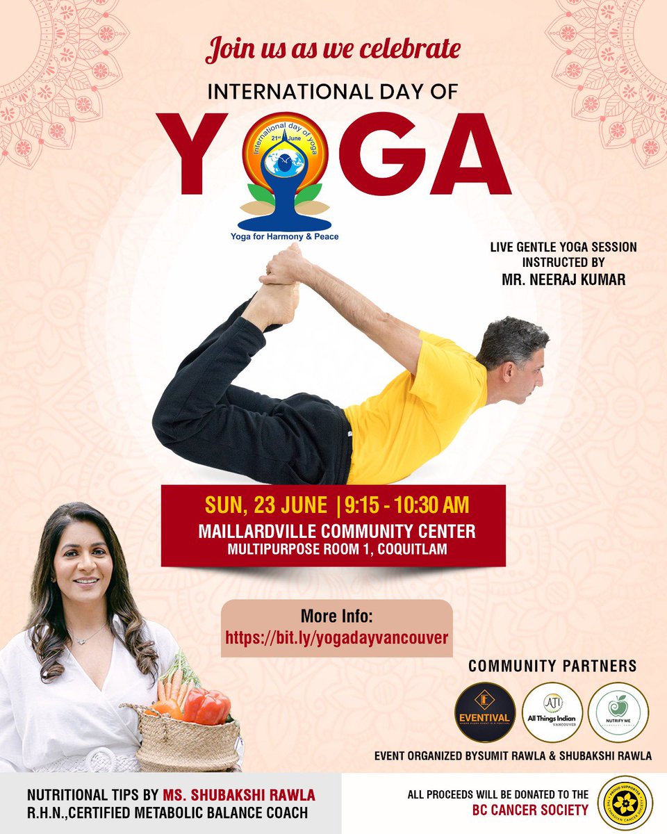 Come &amp; learn basic yoga poses that you can adapt in your daily life. 

At the same time celebrate International Yoga Day 2024 with us in Coquitlam, BC

Read more: neerajkumar.net/international-…
.
.
.
#InternationalDayOfYoga  #YogaDay #IDY #IDY2024 #InternationalDayOfYoga2024