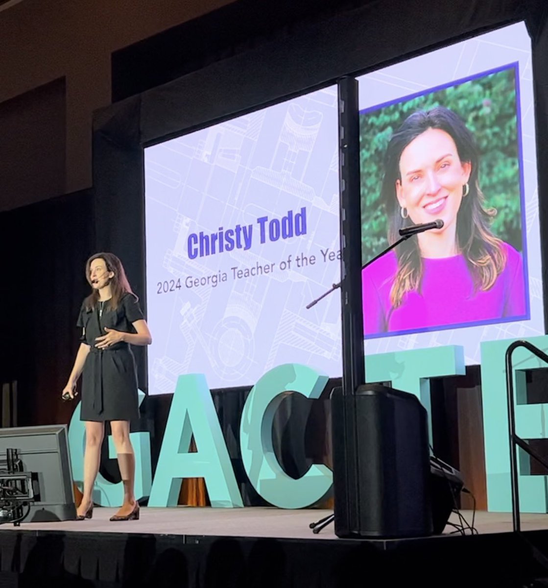 After noting that research says at least 1 in 4 Gen Z-ers plan to become social media influencers, @2024GaTOTY Christy Todd states “If you want to be a real influencer, BE A TEACHER!”
