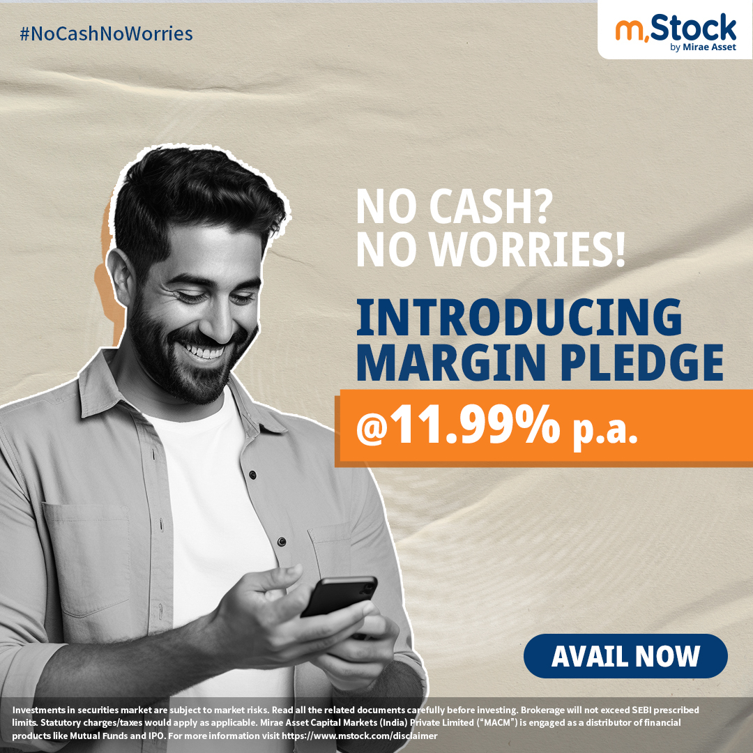 mstock_in's tweet photo. With Margin Pledge use your stock as collateral margin and get up to 80% funding with Unlimited holding period at just 11.99% p.a.
Click the link below to learn more and start using Margin Pledge now!
https://t.co/xmBmw9hezG
#NoCashNoWorries #mStock #MiraeAsset #MarginPledge https://t.co/K8dRrpIOJC