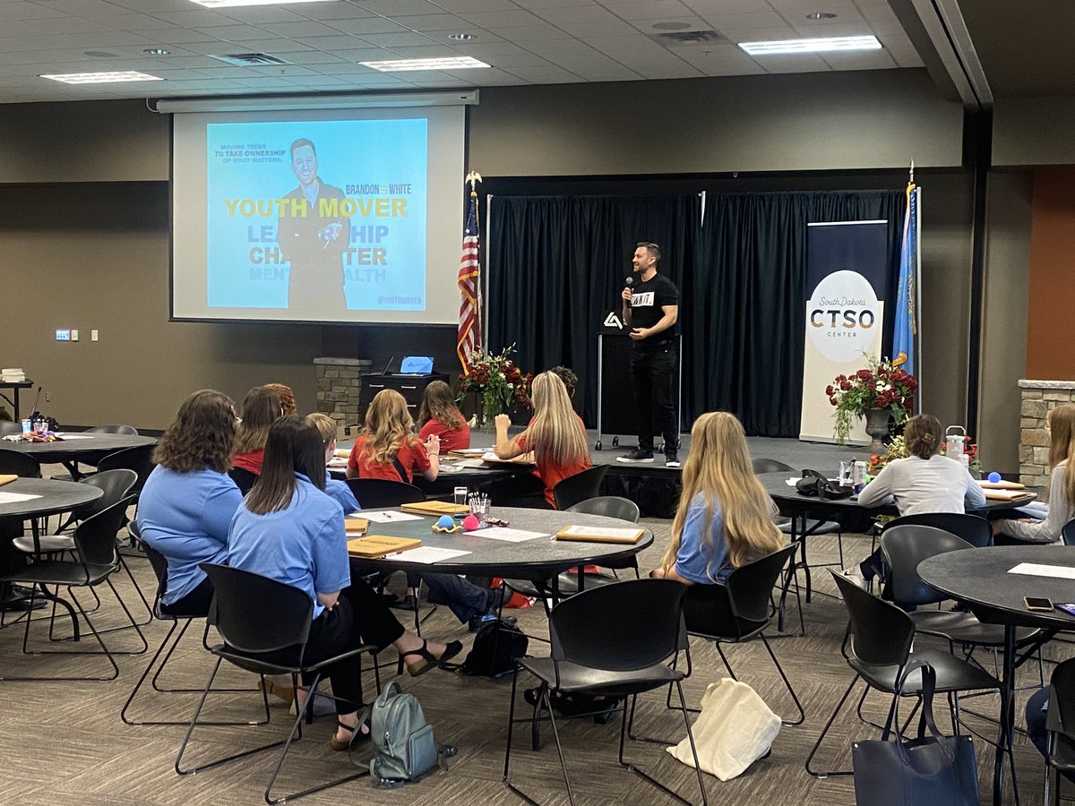 Excited to have <a href="/youthmover/">Brandon Lee White</a> with us today! Can’t wait for our state officers to learn and grow together! #CTSO #sdedchat