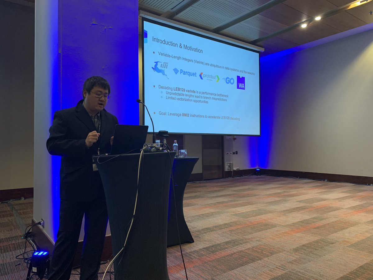 <a href="/ailamaki/">Anastasia Ailamaki</a> <a href="/manathan1984/">Manos Athanassoulis</a> <a href="/peterabcz/">Peter Boncz</a> <a href="/Bonnet/">Bonnet</a> <a href="/DaMoN_workshop/">DaMoN Workshop</a> We are starting the first session at <a href="/DaMoN_workshop/">DaMoN Workshop</a> with a talk about efficient varint support in open table formats using vectorized instructions.
