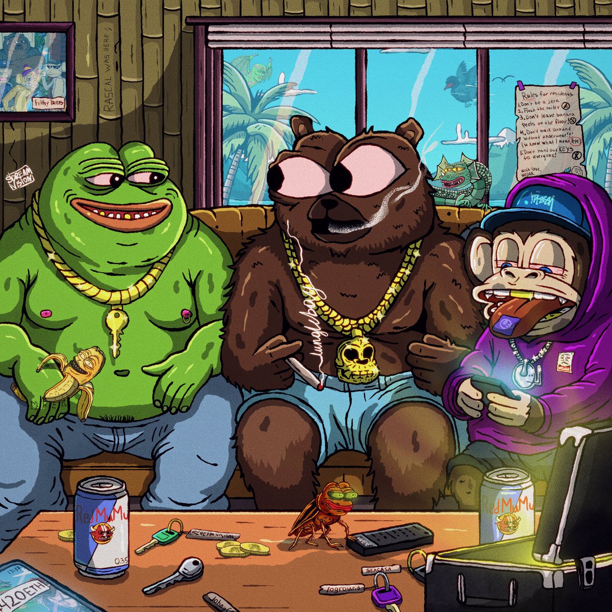 scream_vision's tweet photo. 𝙅𝙪𝙣𝙜𝙡𝙚 𝘽𝙖𝙮 𝘽𝙪𝙣𝙜𝙖𝙡𝙤𝙬

art for @_seacasa Jungle Bay Cabal Meme Contest #3: Hidden Gems

What's in the box?! WHAT'S IN THE BOX???

#PEPE #bobo #nft #meme

Some details ⬇️ https://t.co/Qfe54F07gO