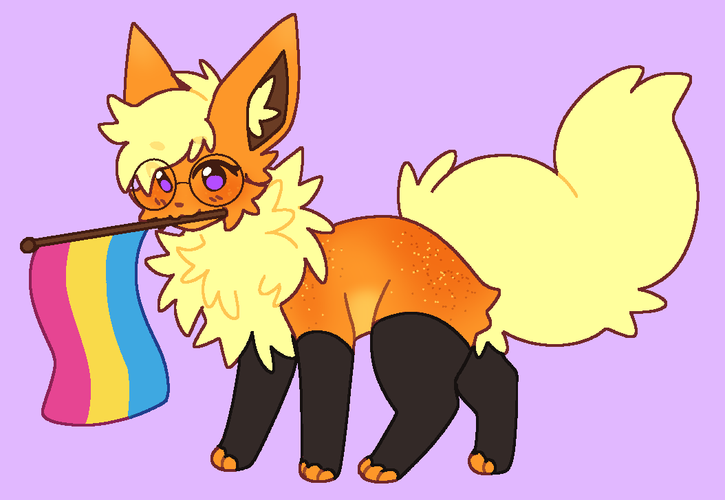 FireVulpes's tweet photo. My lovely pride pokedoodle by @honey_llemon 
Love the colours on this one! 🧡 https://t.co/bVk9rfChoZ