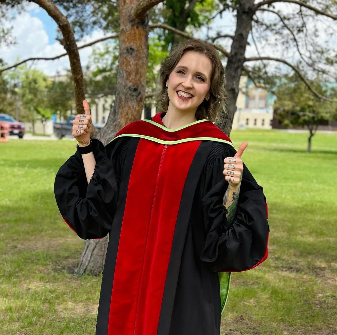 I convocated on Friday! Only 8 months after my defence 😅

I jumped right into work after my defence, so it was nice to have an opportunity to reflect and remember what a big accomplishment this PhD was 😊