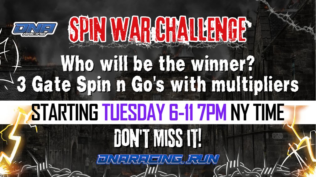 Spin War starts tomorrow!

<a href="/DNARacing2023/">DNA Racing</a> 

dnaracing.run