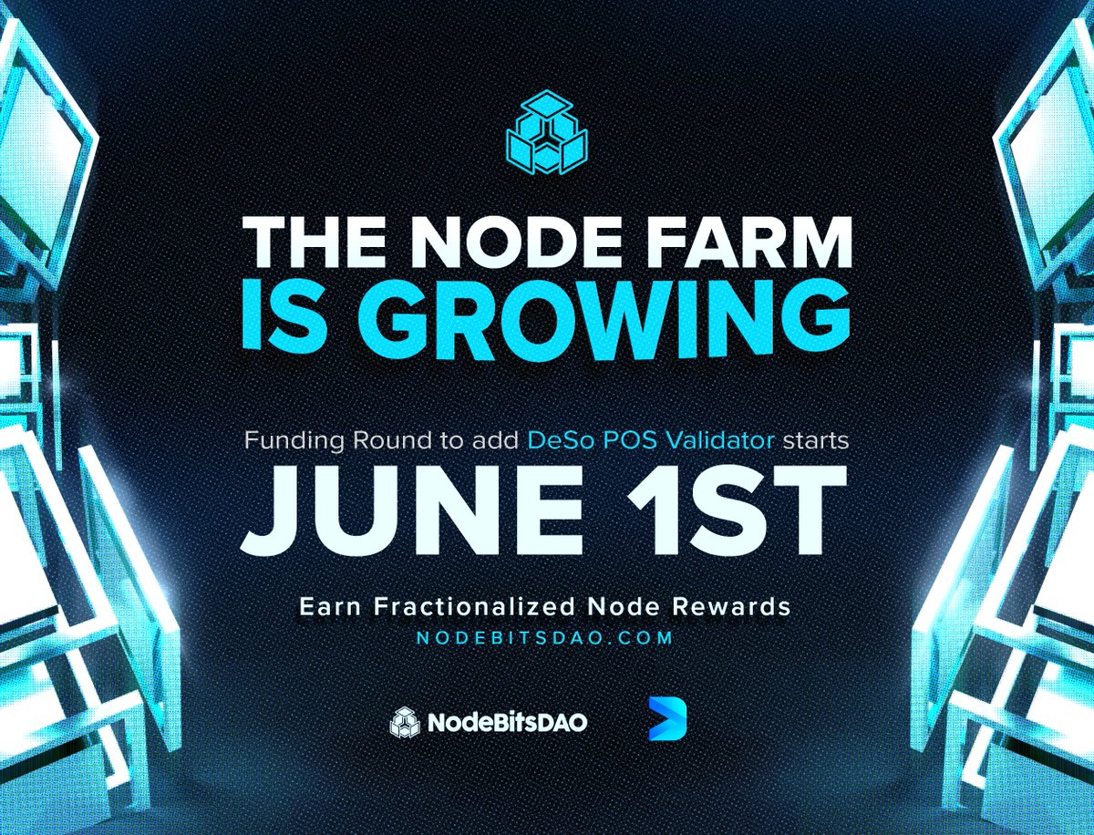 Our latest $NodeBitsDAO funding round is live on  <a href="/openfund_com/">Openfund</a>     

Help us launch a $DeSo PoS validator into our node farm and earn passive $DeSo rewards and #NFTs while contributing the infrastructure that powers #Web3!

openfund.com/d/NodeBitsDAO