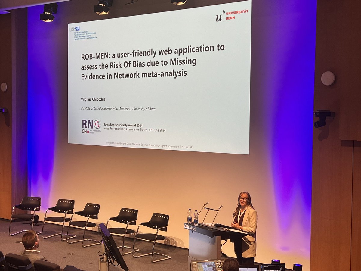 Swiss Reproducibility Network @swissrn.bsky.social (@swissrn) on Twitter photo Winner of the #Swiss #Reproducibility #Award 2024 for Early Career Researchers in the category biology and medicine is Virginia Chiocchia of the <a href="/unibern/">Universität Bern</a>
for her tool ROB-MEN. Winner of the #Swiss #Reproducibility #Award 2024 for Early Career Researchers in the category biology and medicine is Virginia Chiocchia of the <a href="/unibern/">Universität Bern</a>
for her tool ROB-MEN.