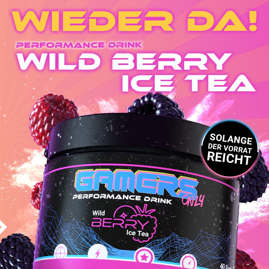 gamersonly_gg's tweet photo. Heute ist Tag des #EISTEE's! 
Jetzt als Drop wieder da: Unser Performance Drink Wild BERRY Ice Tea 🍓🫐

🍹 Fruchtiger Eistee-Geschmack 
🚀 Performance-Formel mit Koffein, L-Tyrosin &amp; Vitaminen 
✅ Voller Geschmack bei ZERO Zucker

Jetzt sichern ⬇️ https://t.co/SlTIFOEZca