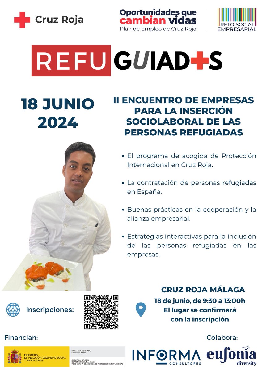 CREMalaga's tweet photo. El 18 de junio organizamos #Refuguiadxs, nuestro encuentro de #empresas para la inserción sociolaboral de las personas #refugiadas. Con el apoyo de Informa Consultores y Eufonía Diversity ​🥰​

Si te interesa, inscribe a tu empresa
➡️ https://t.co/dX8KR0SuSJ https://t.co/nZsbp5wvaD