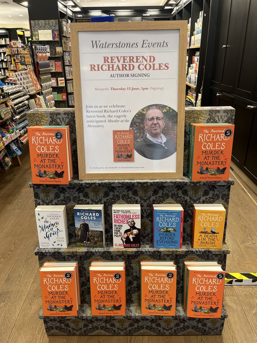 We’re so excited to have the Reverend Richard Coles at Waterstones Morpeth signing his new book, Murder at the Monastery on June 13th at 1pm! This is an author signing so please arrive early to avoid disappointment, we can’t wait to see you! <a href="/SandersonArcade/">Sanderson Arcade</a> <a href="/gigicroft/">Virginia Woolstencroft</a>