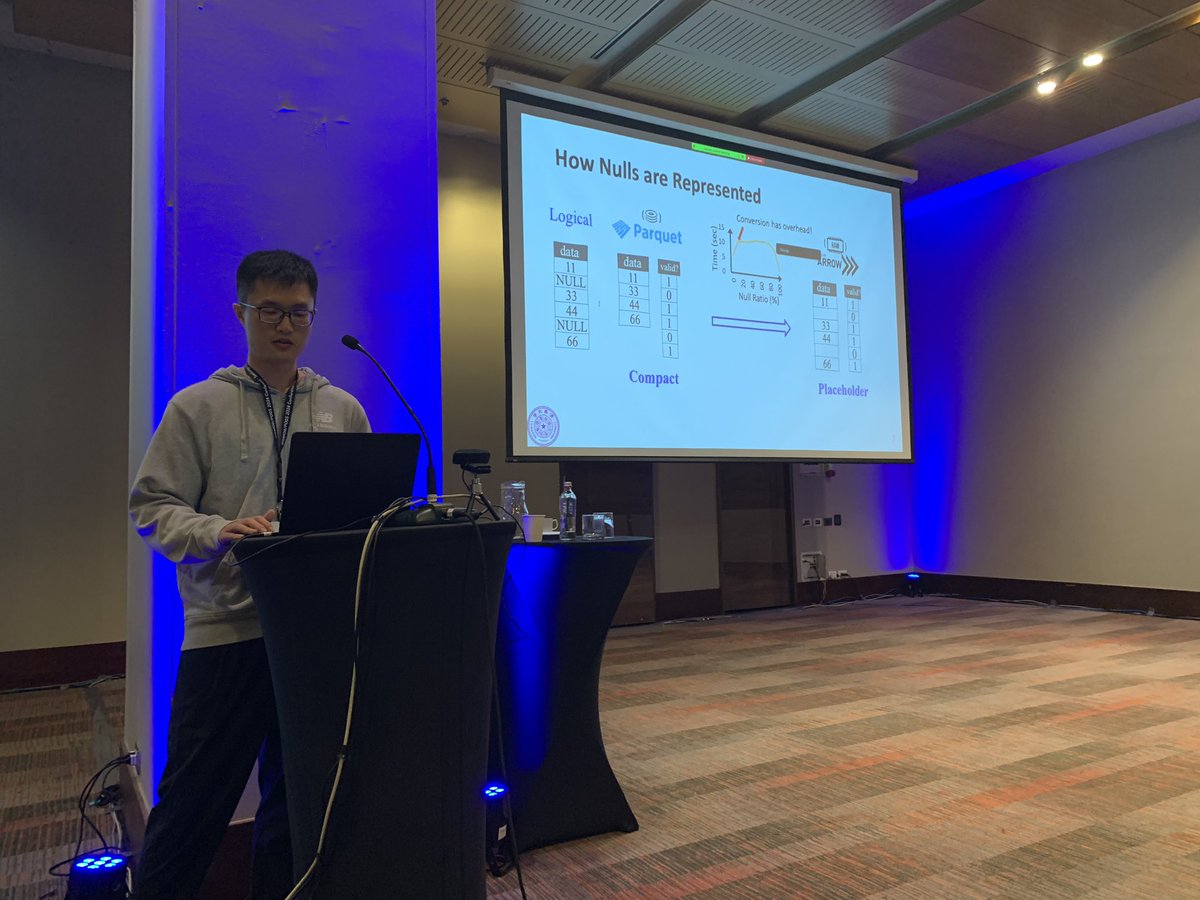We moved to the second talk on open table formats and NULLs. This shows the need for modern hardware support in cloud databases which process Arrow or Parquet file formats.