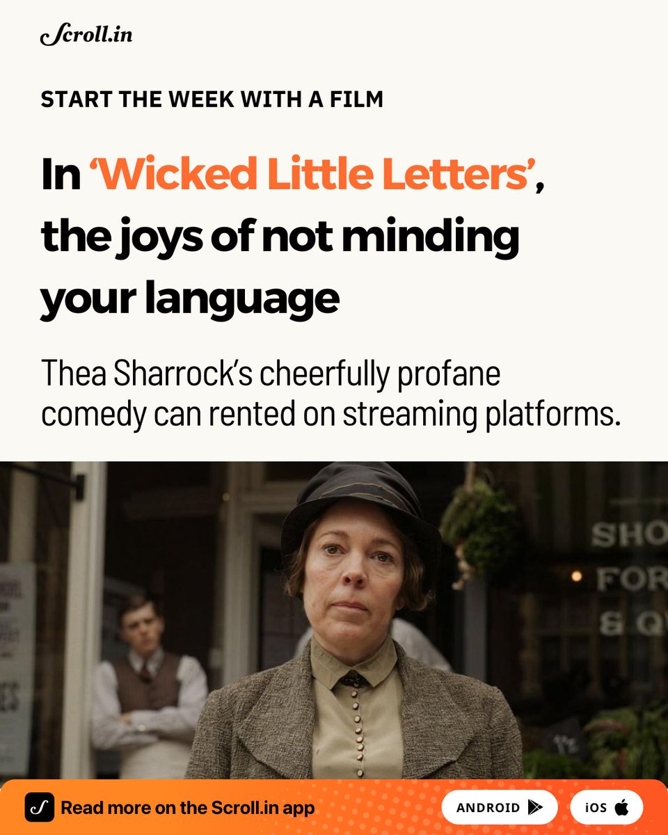 Crisp, efficient and hugely entertaining, the 100-minute movie enriches the vocabulary if nothing else, giving us a new set of insults to deploy while also reminding us of the liberating power of language.

scroll.in/reel/1069024/

#WickedLittleLetters