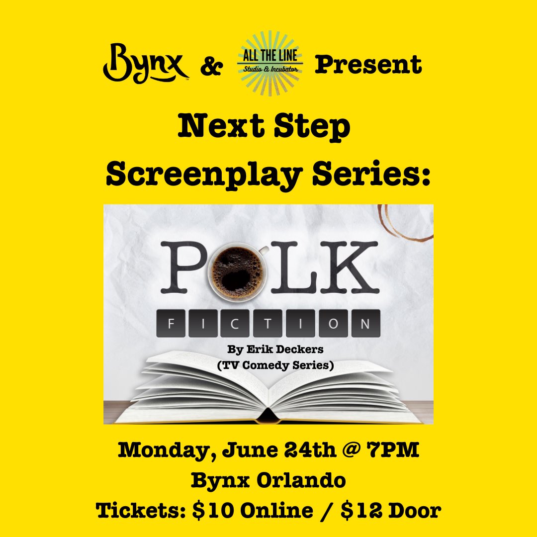 AlltheLineSI's tweet photo. June’s Next Step is going to be a fun one!!
Monday, June 24th @ 7pm
@bynxorlando
$10 Tickets Online / $12 Tickets at the Door
https://t.co/0SEGucoVDe
Sponsored by Titus Painting Services
https://t.co/Wt2kIcIVAb
#orlandoperformance #nextstepscreenplayseries #screenplay https://t.co/ILe2vkqU5a