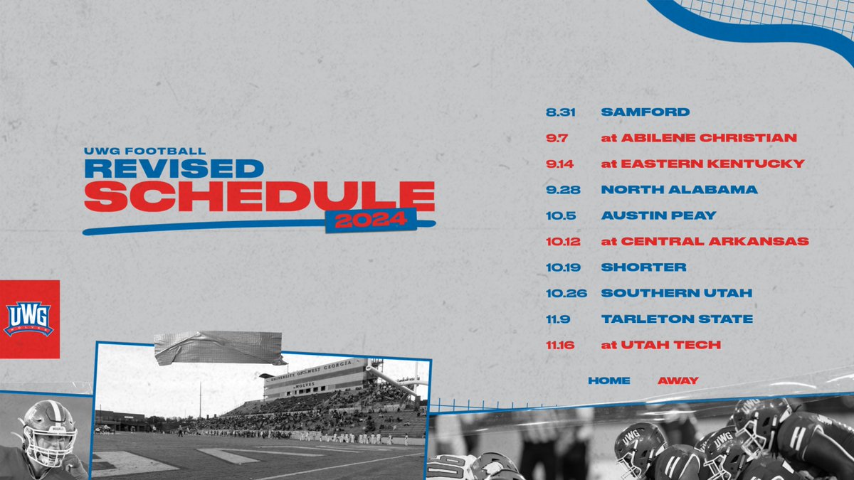 UWGFootball's tweet photo. BREAKING: The United Athletic Conference has revised the 2024 football schedule following a recent departure from the league. 

Full Story: https://t.co/AG3bUrvgyI

#WeRunTogether #WeAreOne https://t.co/lQzAKqDYNZ