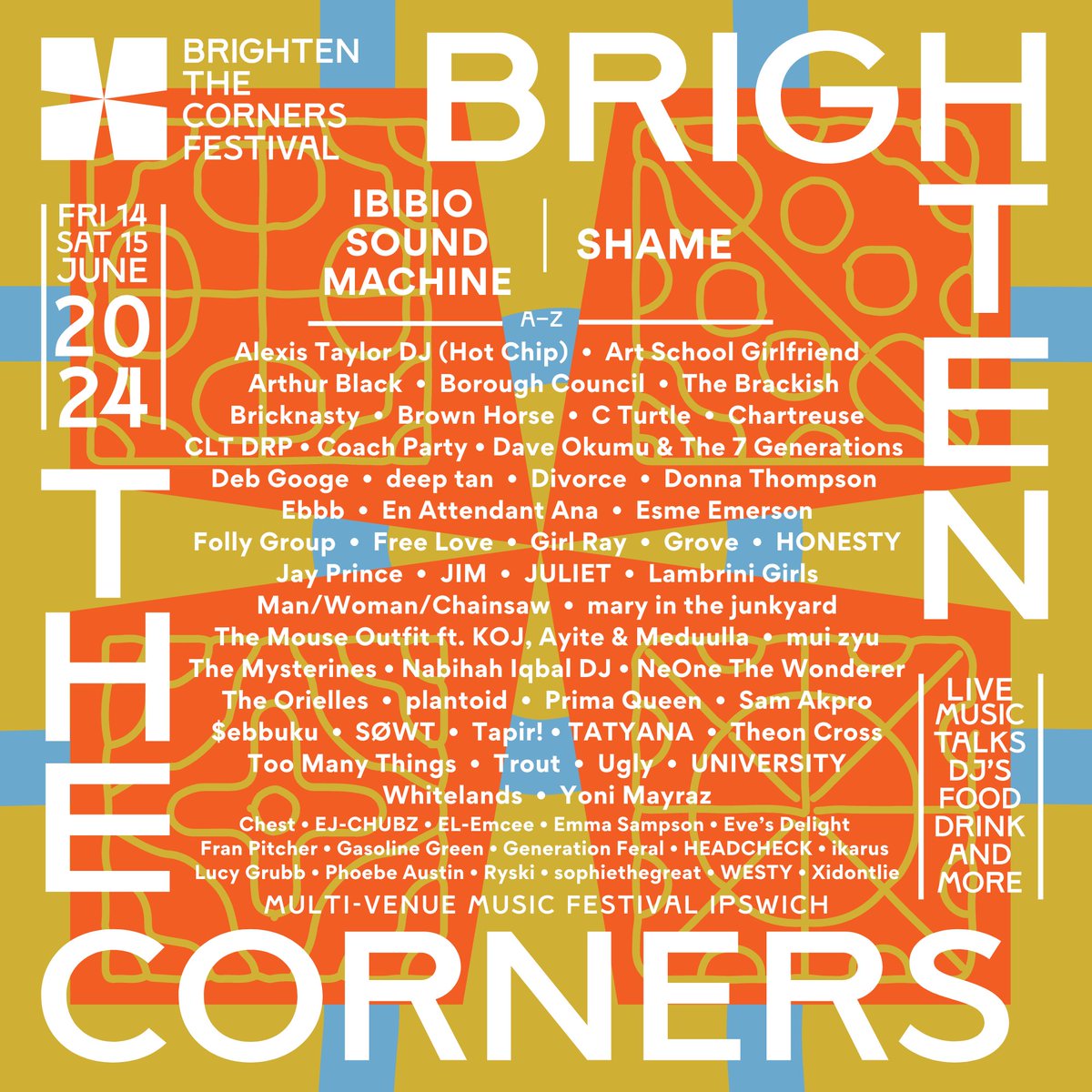 thesmokehouseuk (@thesmokehouseuk) on Twitter photo 🥳 ICYDK, this weekend sees the return of <a href="/BTCipswich/">Brighten The Corners</a> Festival! Across the weekend at The Smokehouse, you can catch fuzzy-rock, indie, ambient techno, post-rock, psych, electro-pop and more 🪩
Last chance for tickets 🎫 bit.ly/BTC24fest 🥳 ICYDK, this weekend sees the return of <a href="/BTCipswich/">Brighten The Corners</a> Festival! Across the weekend at The Smokehouse, you can catch fuzzy-rock, indie, ambient techno, post-rock, psych, electro-pop and more 🪩
Last chance for tickets 🎫 bit.ly/BTC24fest
