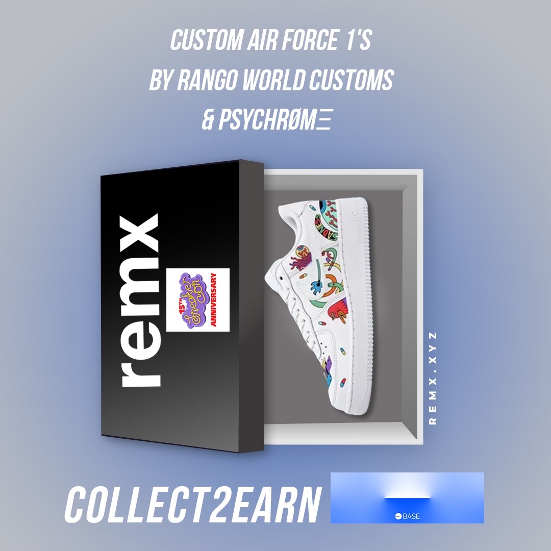 remx_xyz's tweet image. Want to own a Custom Air Force 1 by @rangos_saloon x @psychrome? 
 
Here's what you need to know...

PSYCHROME has partnered with Rango World Customs to create a limited edition pair of Sike Ward Air Force 1's.

The free digital collectible, featuring pieces from Psychrome's full