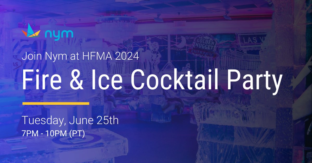 Join Nym just steps away from the HFMA 2024 Annual Conference for a cocktail party at the 1923 Prohibition Bar and Minus5 Ice Experience🔥❄

Spots are limited, so be sure to secure your invite today!
go.nym.health/hfma-2024-cock…

When: Tuesday, June 25th, 7:00pm - 10:00pm (PST)