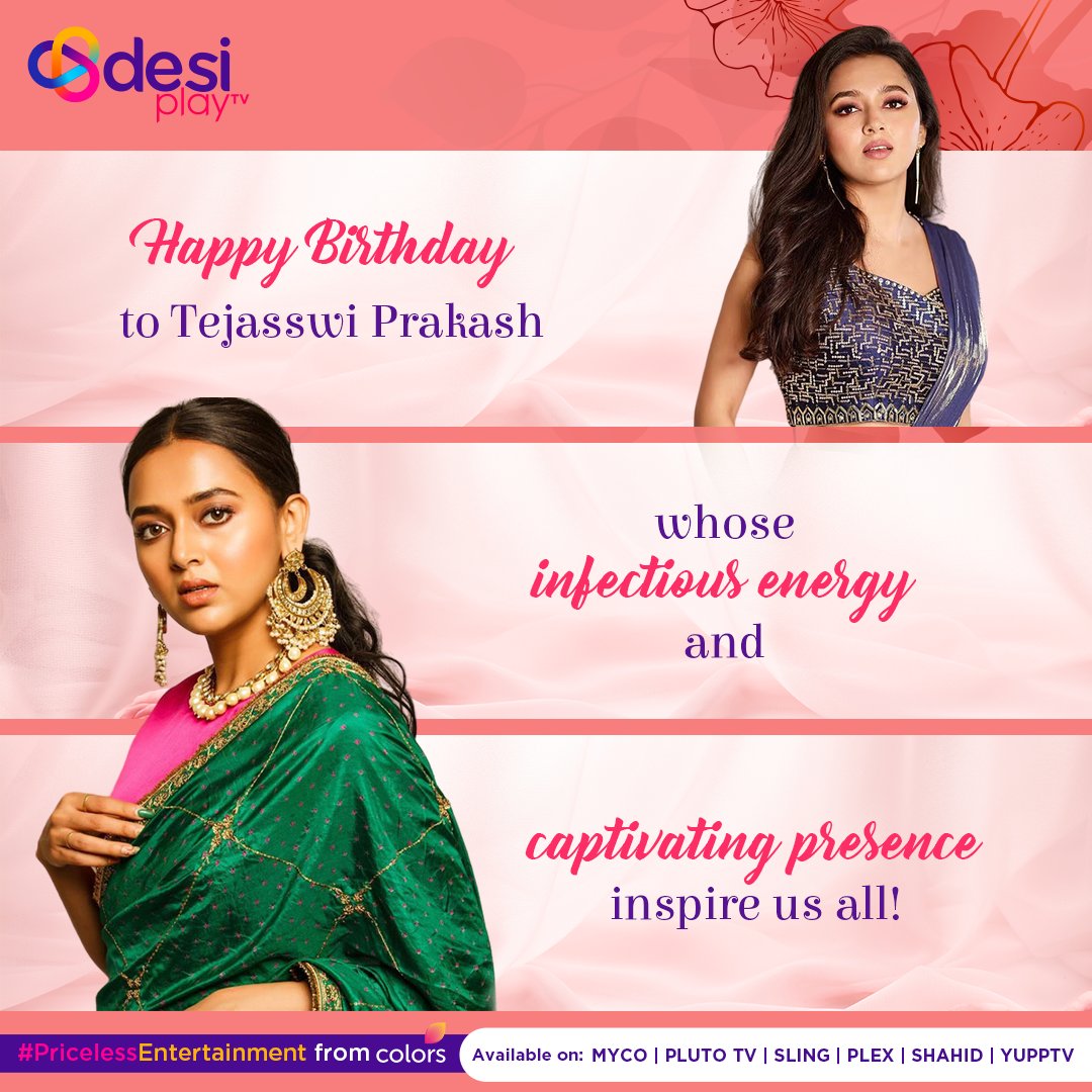 DesiPlay_TV's tweet photo. Wishing @TejasswiPrakash a very Happy Birthday from the DesiPlay TV family!
To know where to watch DesiPlay TV for FREE, visit:
https://t.co/8ryeyIx1T1
#PricelessEntertainment #DesiPlayTV #Sling #Plex #MyCo #YuppTV #Shahid #FreeChannelUAE #TejasswiPrakash #HindiSerials https://t.co/552c07BjEm