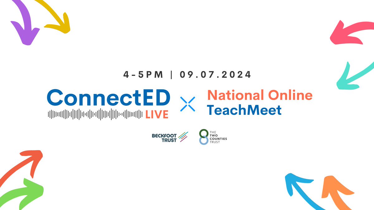 TTCTrust's tweet image. Booking is now open for our National Online #TeachMeet on Tuesday 9th July. Don’t miss this opportunity to hear from speakers from across the UK share their best practice and advice.

Secure your spot and be part of the conversation.

shorturl.at/dmA1S

#ConnectEDLive