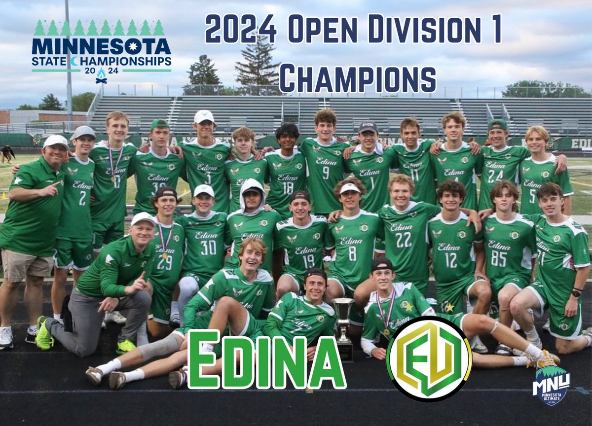 MinnesotaUlt's tweet image. 🏆Congratulations to 2024 D1 State Champions in the Open Division: @EHSBoysUltV 🎉