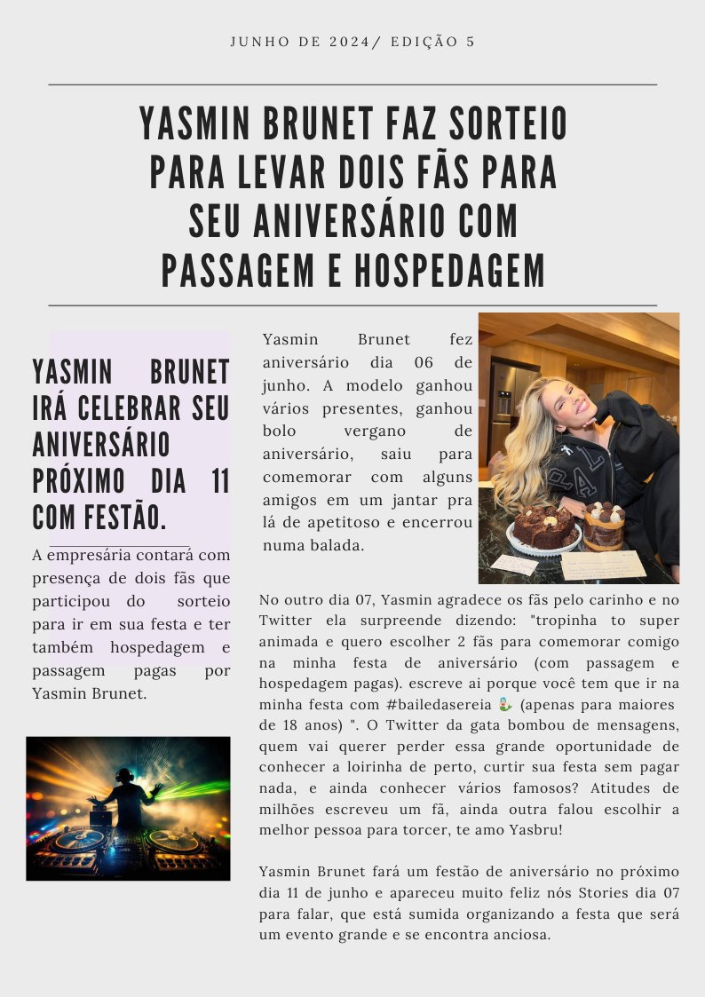 Jornalistahh's tweet photo. 🚨...🐚🗞📰. #bailedasereia edição do dia 10 de junho de 2024. @yasminbrunet1 divulgou as escolhidas para sua festa! Parabéns @joychorando e @lidybonin🎉🎊
#bailedasereia
#jornal
#yasminbeauty
#tropinha
#yasminbrunet https://t.co/h4XulxdvRY