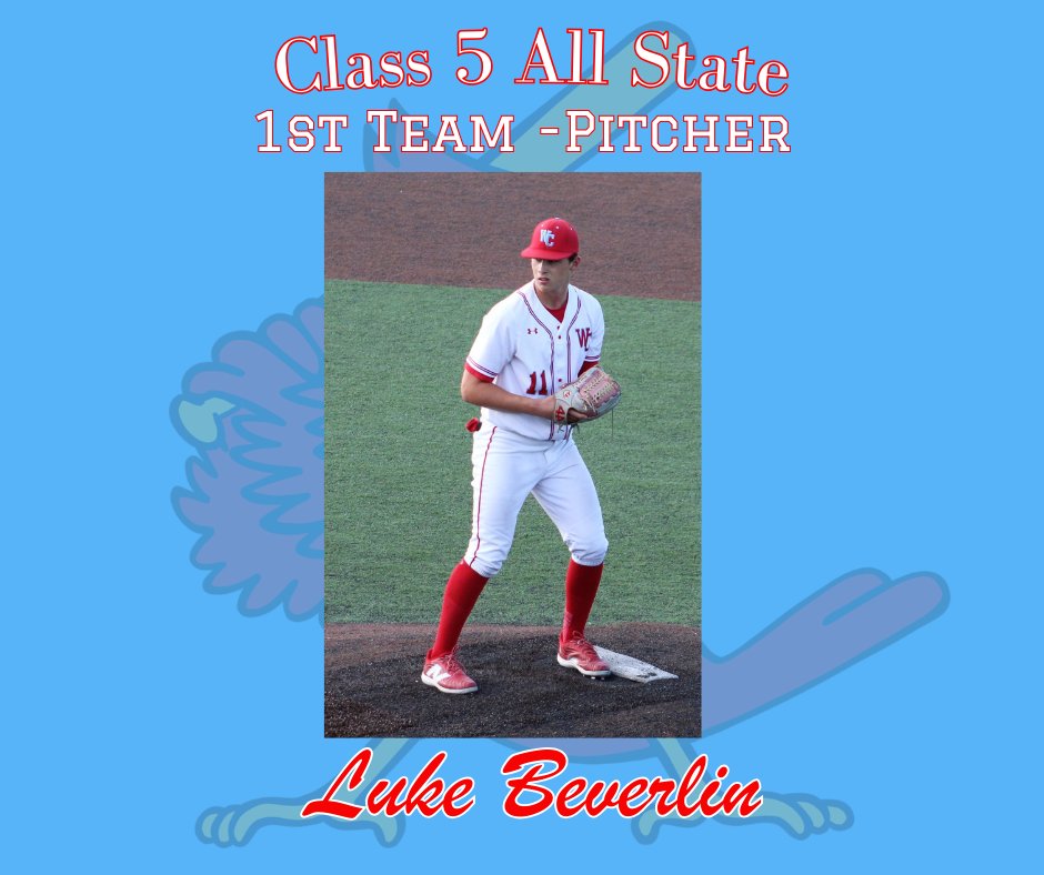 Congrats to <a href="/Luke_Beverlin/">Luke Beverlin</a> on being named All State in Class 5 as a 1st Team Pitcher.