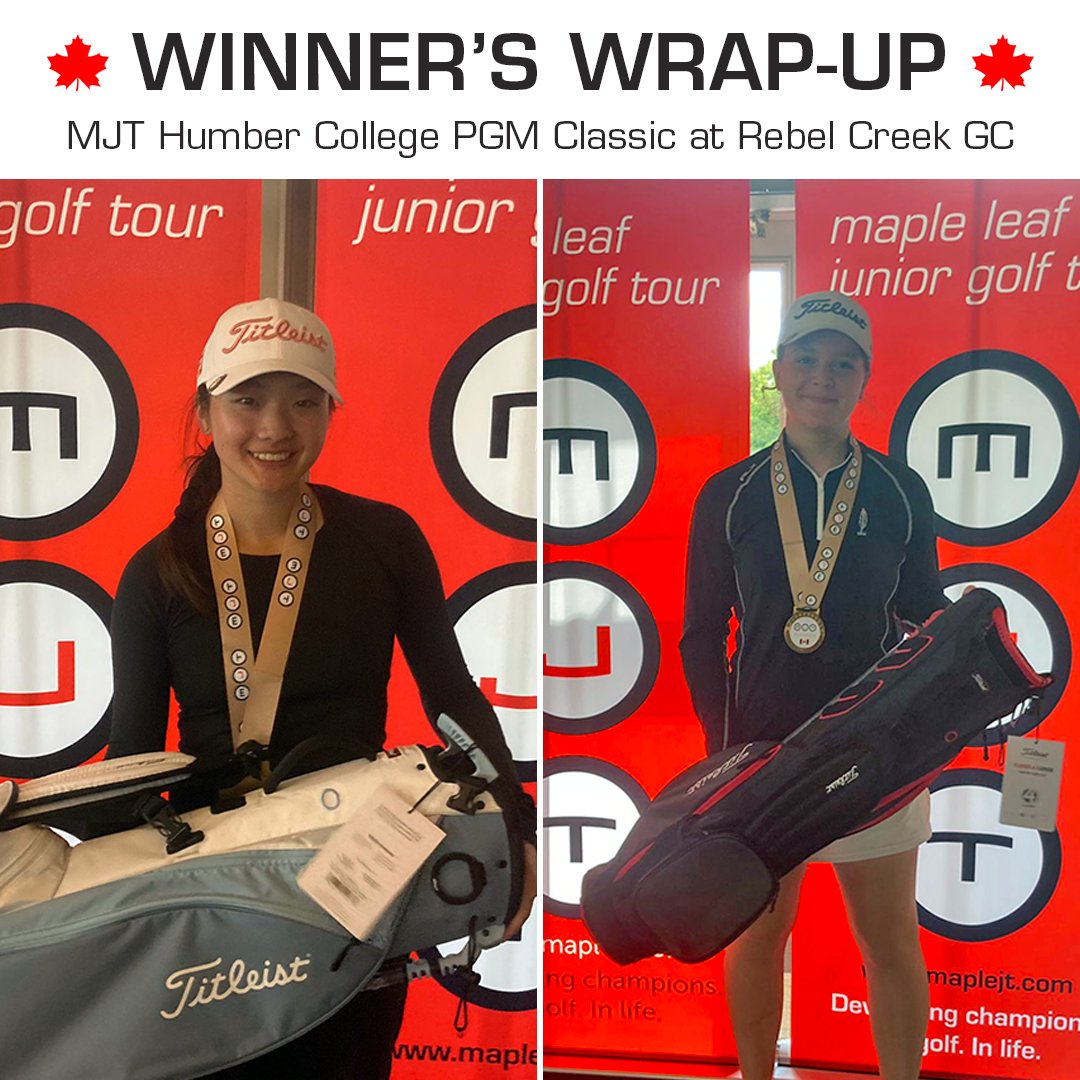 Congratulations to the winners of the 2024 MJT Humber College PGM Classic at Rebel Creek GC, Petersburg, ON, June 8-9 🏆

Junior Boys: Mark McLeod (76,76=152)
Girls 15-19: Karolyn Zeng (78,80=158)
Juvenile Boys: Spencer Shropshire (76,75=142)
Bantam Boys: Justin Chu (76,72=148)