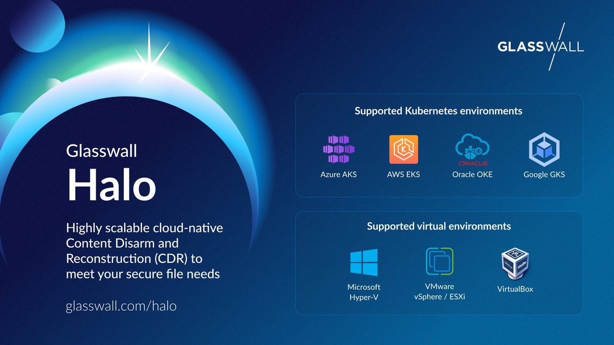 Did you know that our #ZeroTrust CDR product, <a href="/GlasswallCDR/">Glasswall</a> Halo can be deployed into your organization’s #cloud or on-premises environment too? glasswall.com/halo
#cybersecurity #kubernetes #virtualmachine