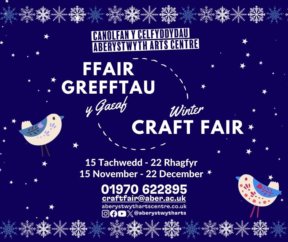 ✨WINTER CRAFT FAIR APPLICATIONS✨

Open 7 days a week and based in a vibrant retail environment, the Arts Centre Winter Fair is a great way to reach new customers and increase your sales this Christmas.
app.onlinesurveys.jisc.ac.uk/s/aber/winter-…