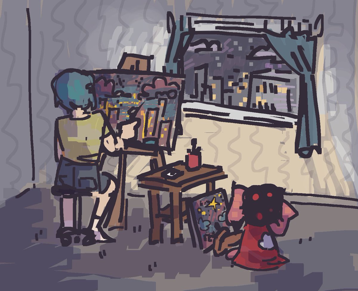real picture of me and @LaviWonder drawing together #madokamagica #まどマギ