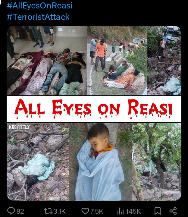 Rotu02's tweet photo. #AllEyesonReasi 
#terroiestattack 

🙏😞 https://t.co/TsiyPAcyBX