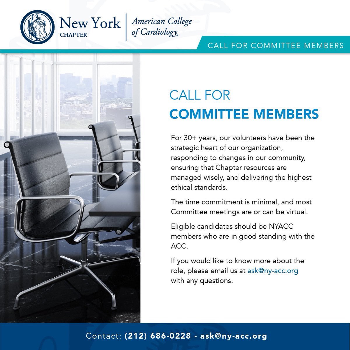 Calling @nyscacc members who are interested in leadership opportunities: We’re looking for volunteers to join our committees, the strategic heart of our organization. Eligible candidates should be NYACC members in good standing. 
Learn more about our committees and groups here: