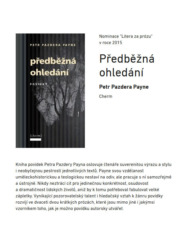 PoselPulnoci's tweet photo. Spisovatel Petr Pazdera Payne byl za knihu Předběžná ohledání nominován na cenu Magnesia Litera 2015 v prozaické kategorii. Nyní si jeho oceňovaný povídkový soubor můžete přečíst/stáhnout v E-knihovně na webu @KnihovnaPraha ⤵️
https://t.co/aP4BbVwXxU
#eknihovna #magnesialitera https://t.co/D8VcFkZaYE