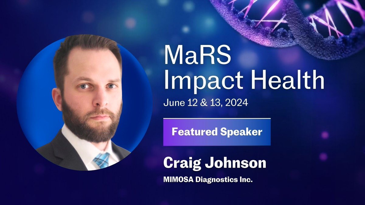 Only 2 days until #MaRSImpactHealth in Toronto!

MIMOSA's very own Craig Johnson will be speaking at the event this week, representing MIMOSA in our efforts to improve healthcare on a global scale.

Join Craig at <a href="/MaRSDD/">MaRS</a> June 12 &amp; 13: hubs.ly/Q02B6NB30