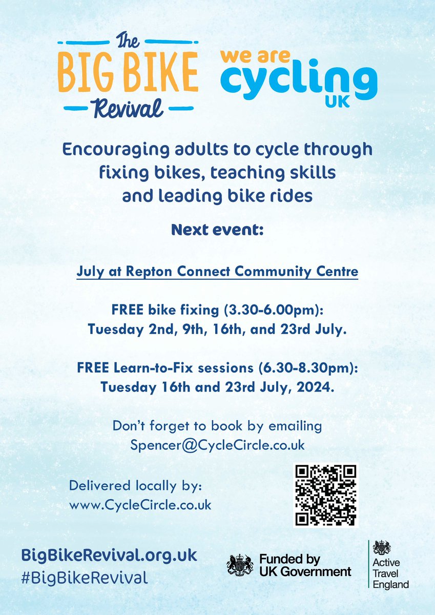 CycleCircle1's tweet photo. We've teamed up with @WeAreCyclingUK to offer some free cycling activities for adults in Ashford in July.  We've got some free bike checks, rides and learn-to-fix workshops lined up.  More info: https://t.co/B4hqlzKzCM https://t.co/YUFN8NrUuW