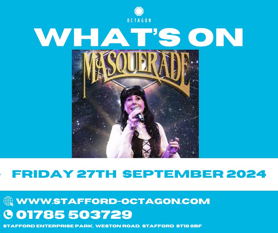 What’s On at the Octagon! 

📌 The brilliant ‘This Carpenters Masquerade’ tribute show are coming to the Stafford Octagon this September. 

🗓️ Friday 27th September 2024
🎫 ticketnation.uk/shows/Carpente…