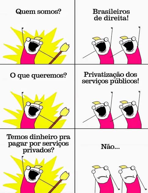 PedroRonchi2's tweet photo. Pobre de direita é aquele que não tem dinheiro para pagar nada, mas é a favor de privatizar tudo. https://t.co/A2lC1SMd5f