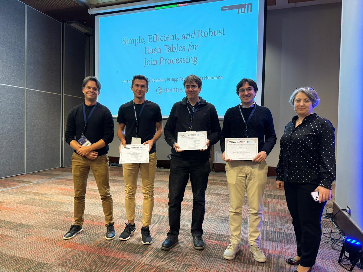 The team from TUM is talking about hash table designs for joins which received one of the two best paper awards at <a href="/DaMoN_workshop/">DaMoN Workshop</a>
