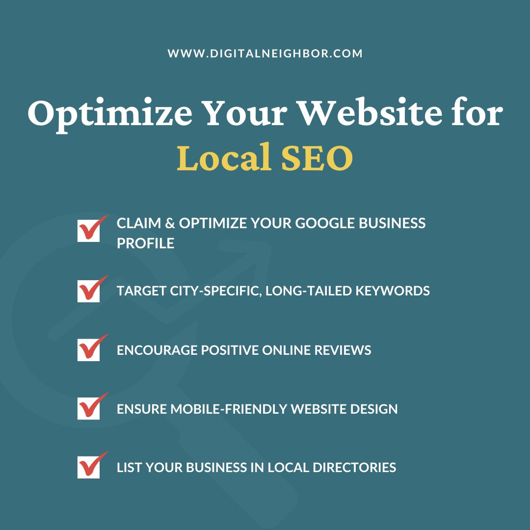 Get your website in top shape for optimized local SEO! Digital Neighbor provides a step-by-step guide to optimize your website and attract more local customers. From claiming your Google Business Profile to local keyword research, and more - we've got you covered!