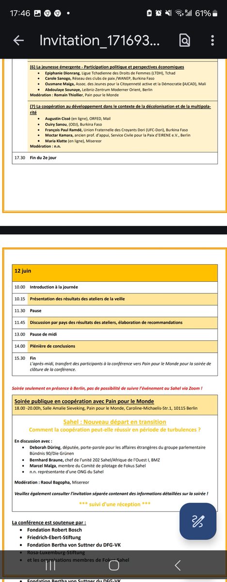 A Berlin, j'ai eu l'immense plaisir de prononcer un discours en qualité de Keynote dans le cadre du Forum organisé par le Réseau Fokus Sahel.