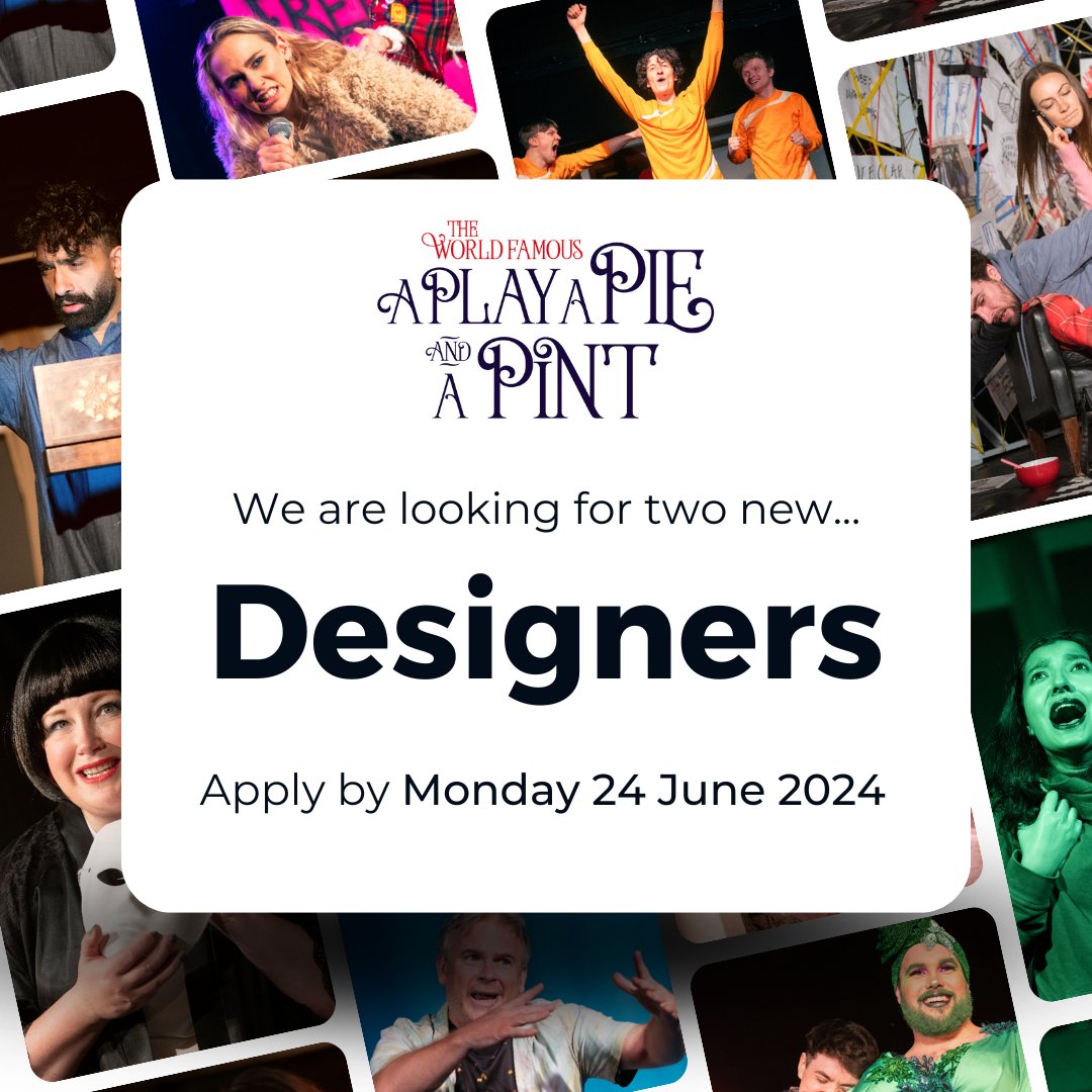 ICYMI: We are looking for two new Designers to join our team!

This is a fantastic opportunity to get to design + make costumes, sets and more across a wide range of genres and elevate our production values.

Applications close Mon 24 June @ 11am!

playpiepint.com/vacancy-design…