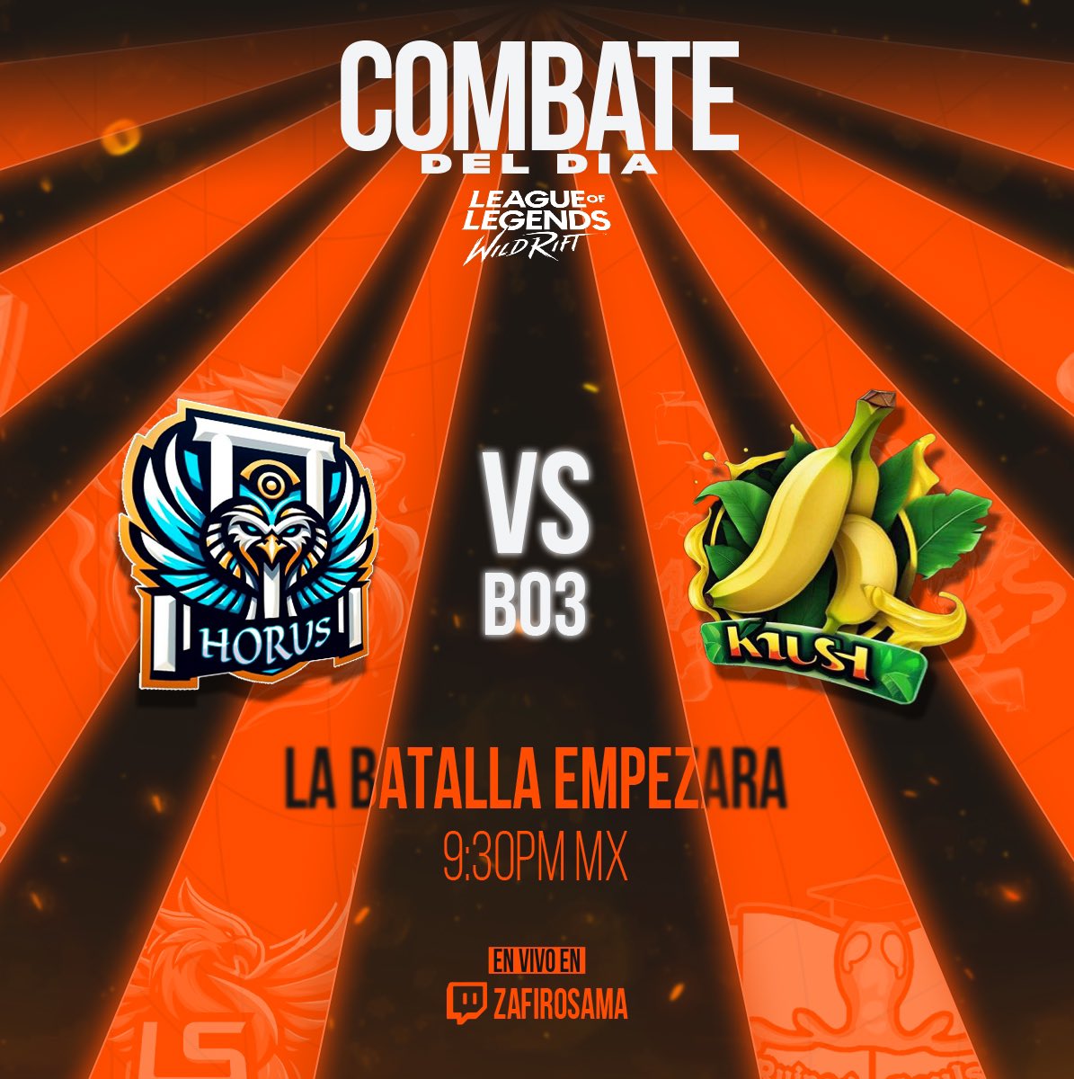 WildZcup's tweet photo. ¡Enfrentamiento de esta noche ya está aquí! 

🏆 P Kush vs Horus🏆

¡No te lo pierdas! En el canal de Twitch: ZafiroSama.
#WildRift #TorneoWildRift #eSports #GamingCommunity #CompetenciaGamer #GamersUnite #MobileGaming #WildRiftTorneo #WildRiftEsports https://t.co/FMopeueUzb