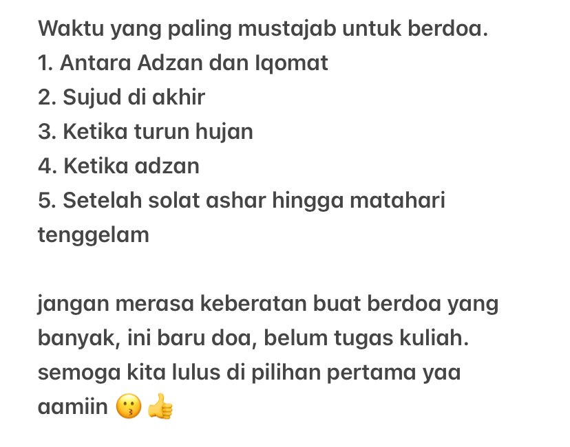 sheisissy's tweet image. halo teman-teman, aku mau bagi doa menjelang pengumuman nih. boleh di-save di note yaa biar abis solat bisa langsung dibaca, kalau dihapal lebih baik lagi! — arranged by @junesonnet 🤍