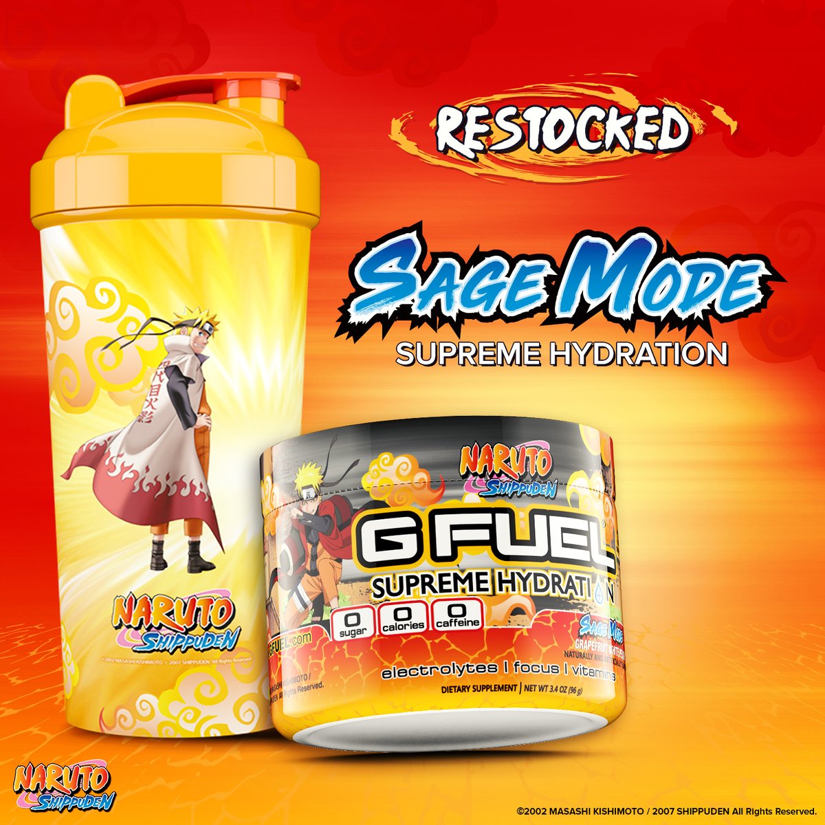 GFuelEnergy's tweet image. 🧡 𝗥𝗧 + 𝗙𝗢𝗟𝗟𝗢𝗪 to win a Grapefruit White Peach #NARUTO x #GFUEL "𝗦𝗔𝗚𝗘 𝗠𝗢𝗗𝗘" Supreme Hydration Bundle!

🤩 2 Winners picked tomorrow to celebrate the RESTOCK!

🛒 𝗦𝗛𝗢𝗣: GFUEL.com/collections/na…