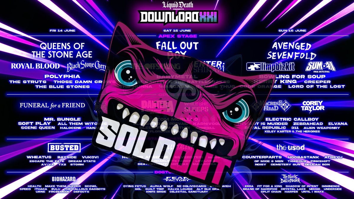 It’s official: #LiquidDeath presents Download Festival 2024 is SOLD OUT 🔥

Here's to you Downloaders, we'll see you soon! #DLXXI
