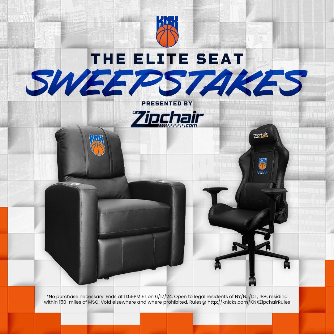 🚨SWEEPSTAKES ALERT: Don't miss out🔥 Enter for a chance to win BOTH of these ELITE <a href="/Zipchair/">Zipchair</a> SEATS🤯

To enter:
⭐ Must follow <a href="/KnicksGaming/">Knicks Gaming</a> 
➡️ Retweet this tweet = 1 entry
➡️ Like this tweet = 1 entry

Official rules 👉 Knicks.com/KNXZipchairRul…