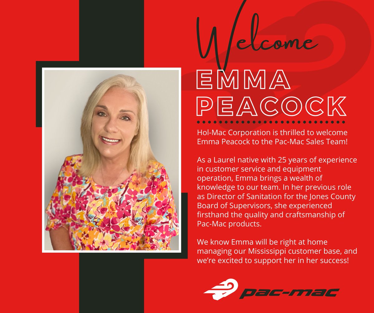 mac_hol's tweet image. Meet the newest member of the Pac-Mac Team, Emma Peacock!

We are happy to have her at Hol-Mac and know she is going to be a great asset to our Pac-Mac customers. Welcome, Emma!