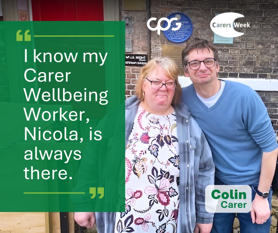 Nicola, Colin's Carer Wellbeing Worker, has supported him for 14 years. She has been there supporting Colin’s wellbeing with emotional support, advice and practical support when needed. 

For more info on our Carer Wellbeing services 👇
visit careplusgroup.org/services/carer…
#carersweek