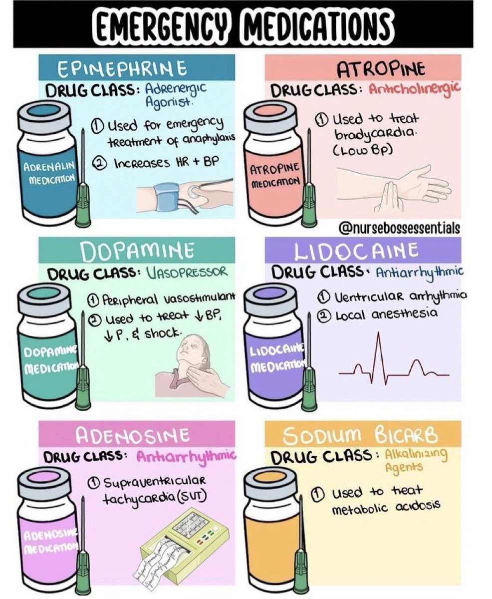 NutrioSci's tweet photo. Emergency Medications

Credit: nursebossessentials #Meded #medx https://t.co/kOxcsO1EaA