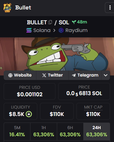 BulletOnSol's tweet photo. 👻 DexScreener - Social Updated 👻

🐸 $BULLET - 663x 🐸

340 makers

Don't forget to check our WEB: https://t.co/xHFNJnNV86 where you will find TG bot with #GAME https://t.co/4A1XfyBBIk